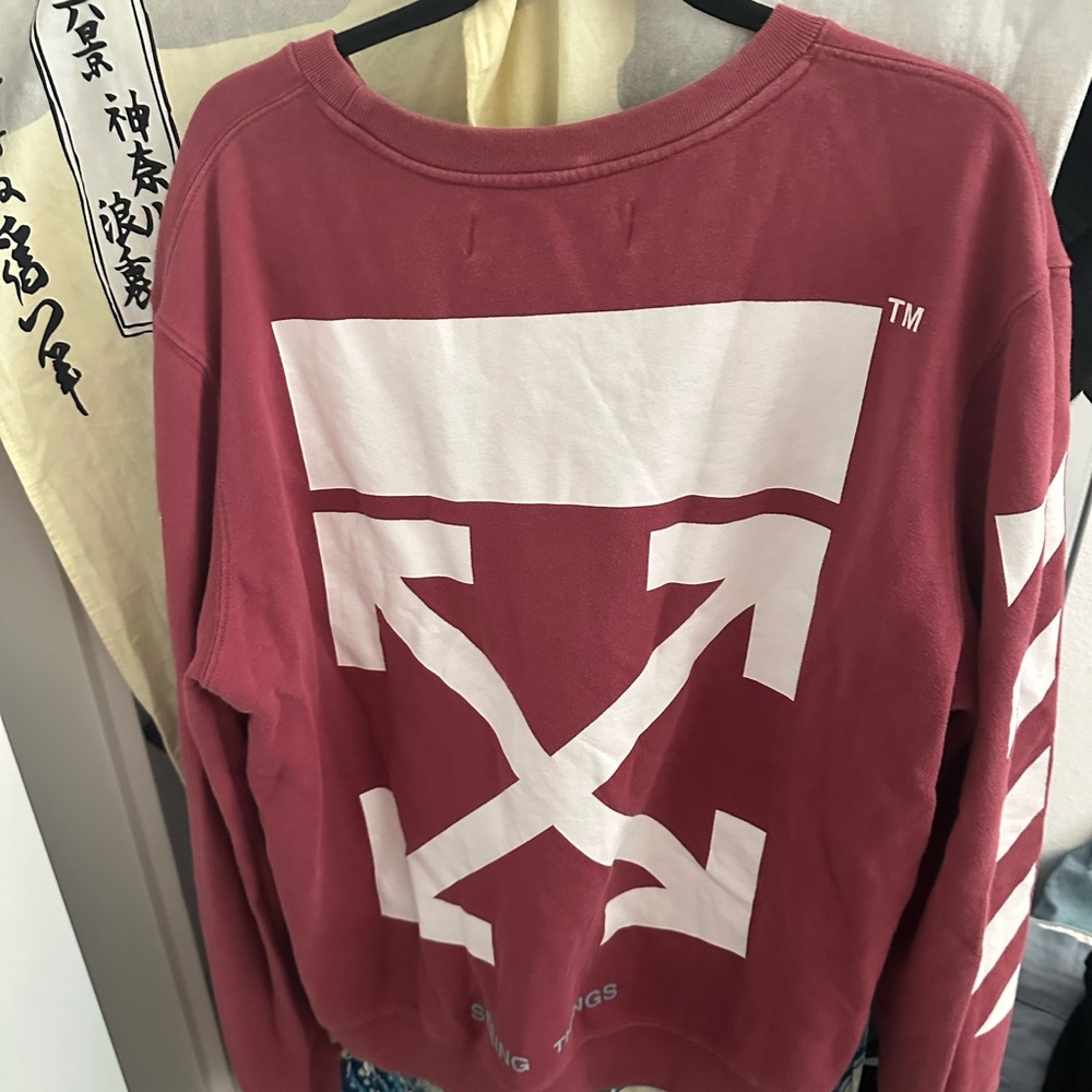 Off-White Red and White Crewneck Sweater